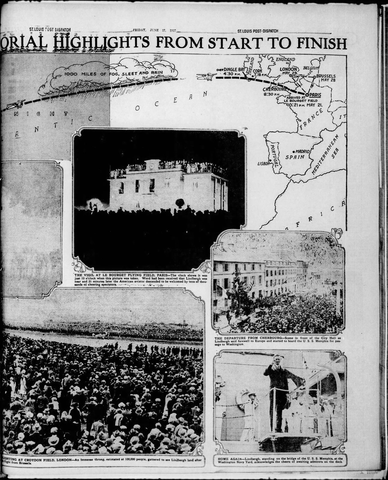 June 17, 1927 - Lindy's map (part II)